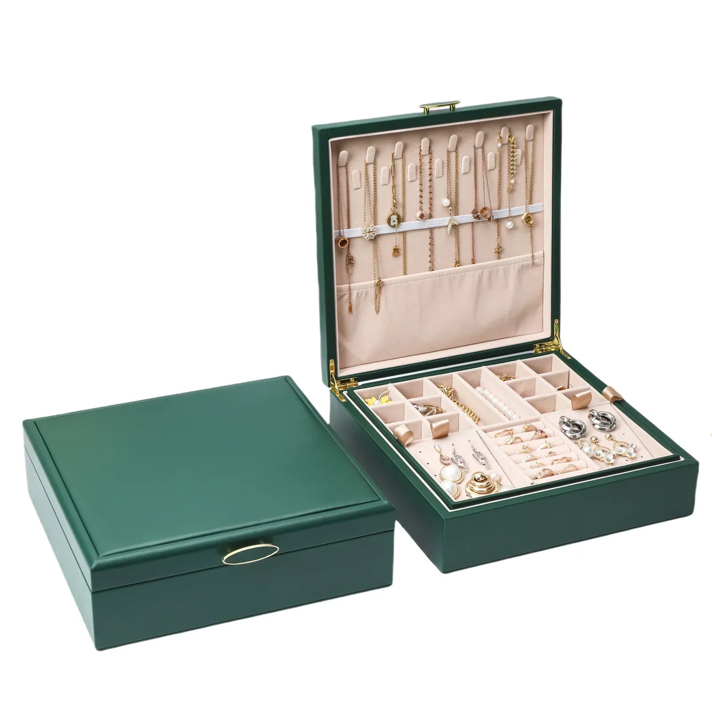 Boîte à bijoux rigide en cuir