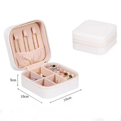 Boîte à bijoux en cuir à double niveau