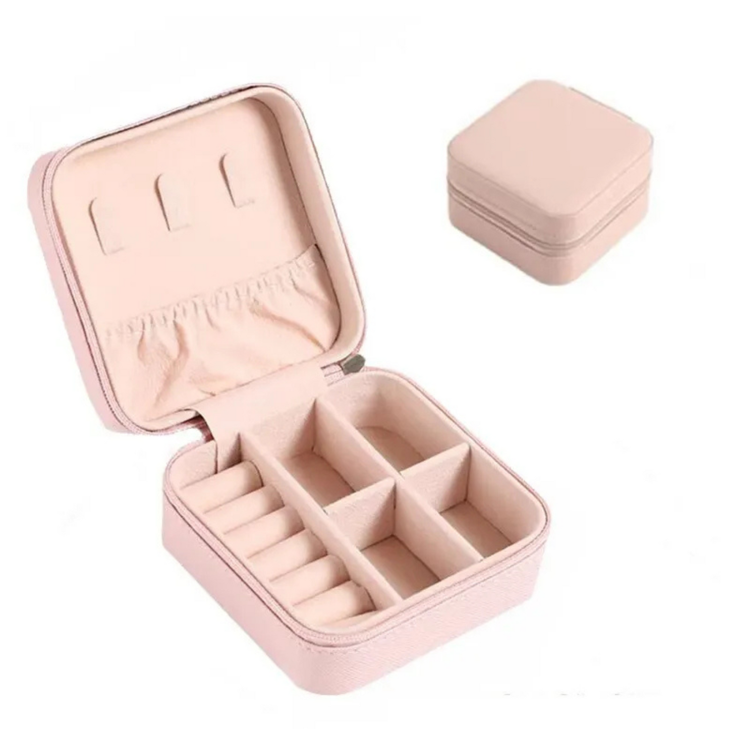 Boîte à bijoux en cuir à double niveau