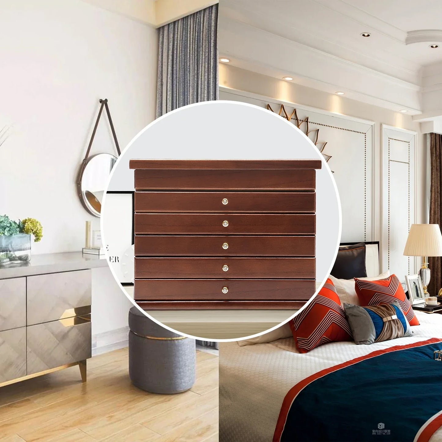 Boîte à bijoux en bois à tiroirs