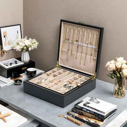 Boîte à bijoux rigide en cuir