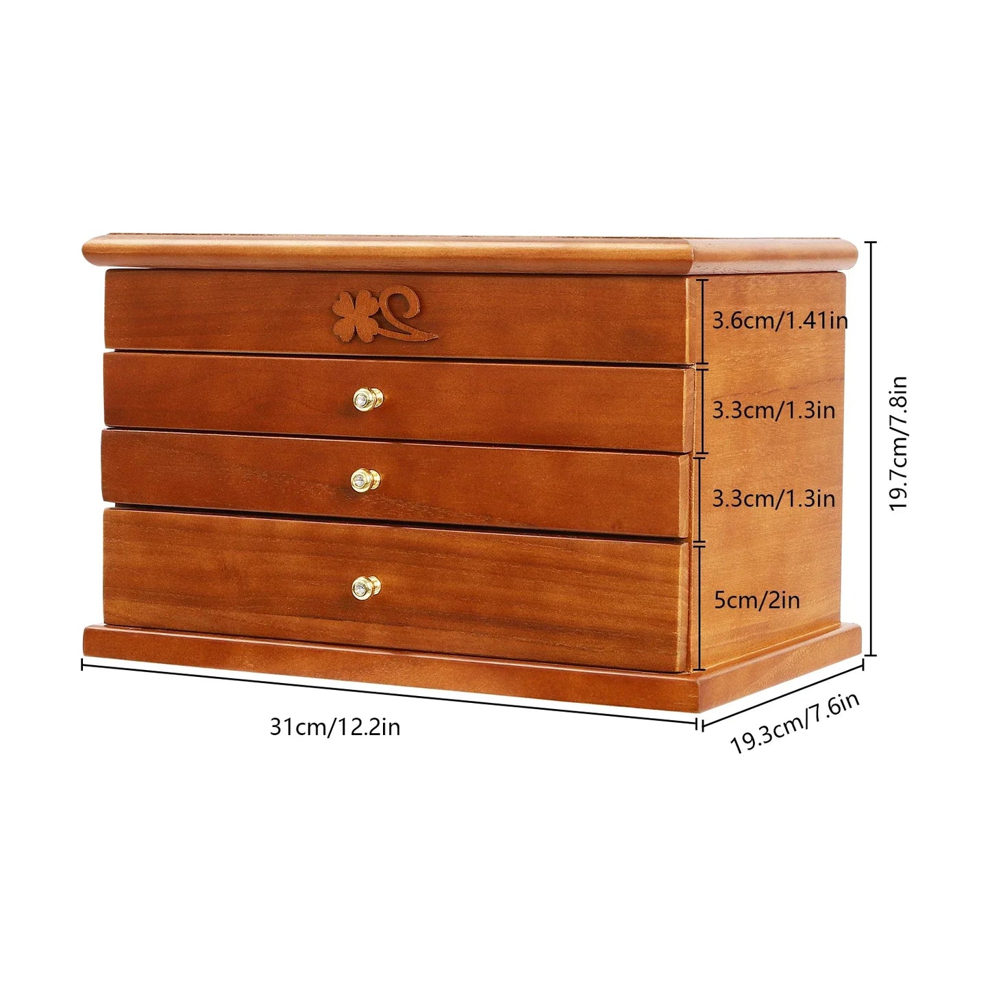 Boîte à bijoux avec miroir intégré à 4 niveaux