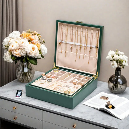 Boîte à bijoux rigide en cuir