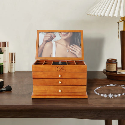 Boîte à bijoux avec miroir intégré à 4 niveaux